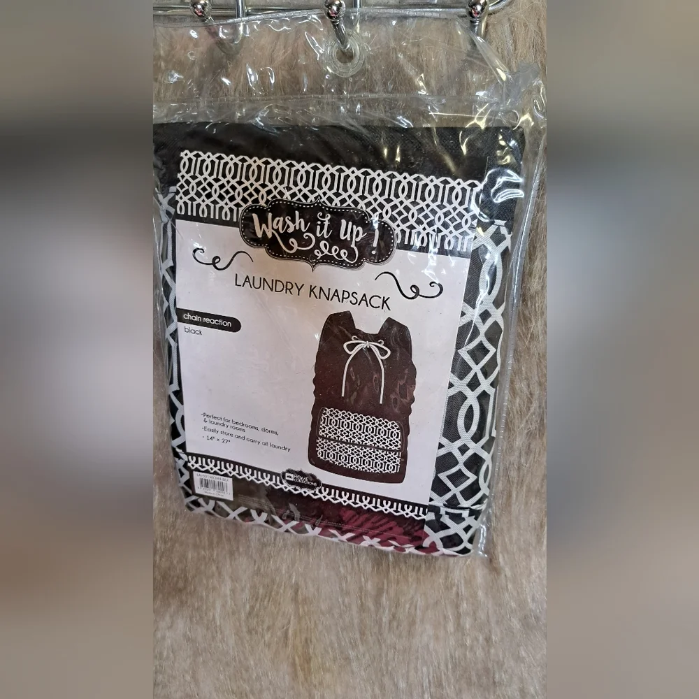 NEW 《 wash it up 》 Black White Laundry Knapsck Unisex Dorm Backpack 14